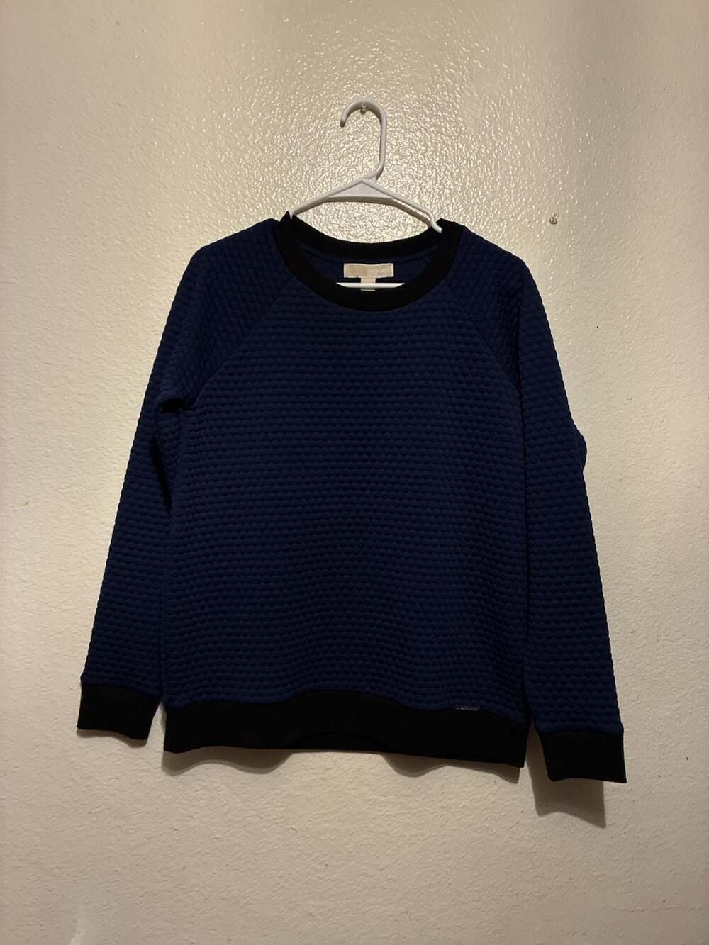 MICHAEL Michael Kors Navy Blue Quilted Crewneck Sweatshirt